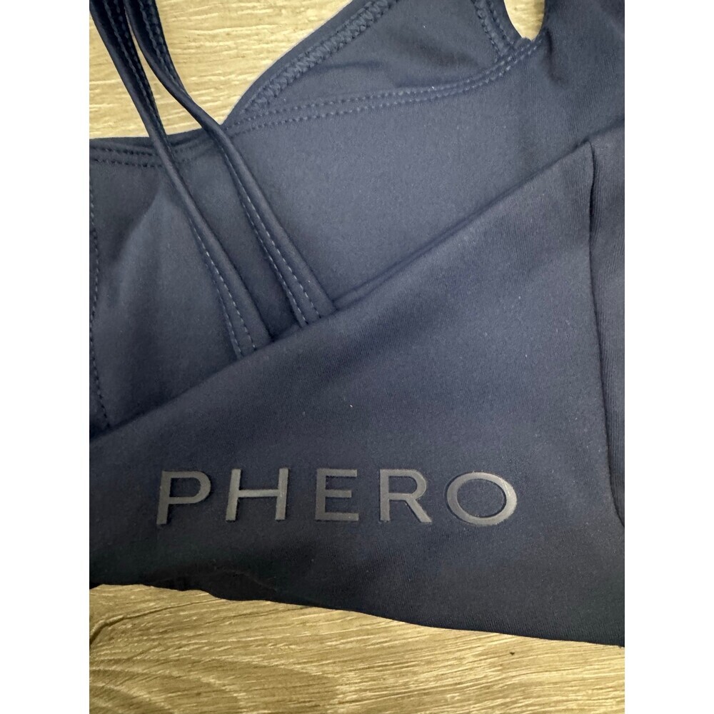 Navy Strappy Sports Bra Double Strap Activewear Athletic Yoga Gym Athleisure - Picture 3 of 6